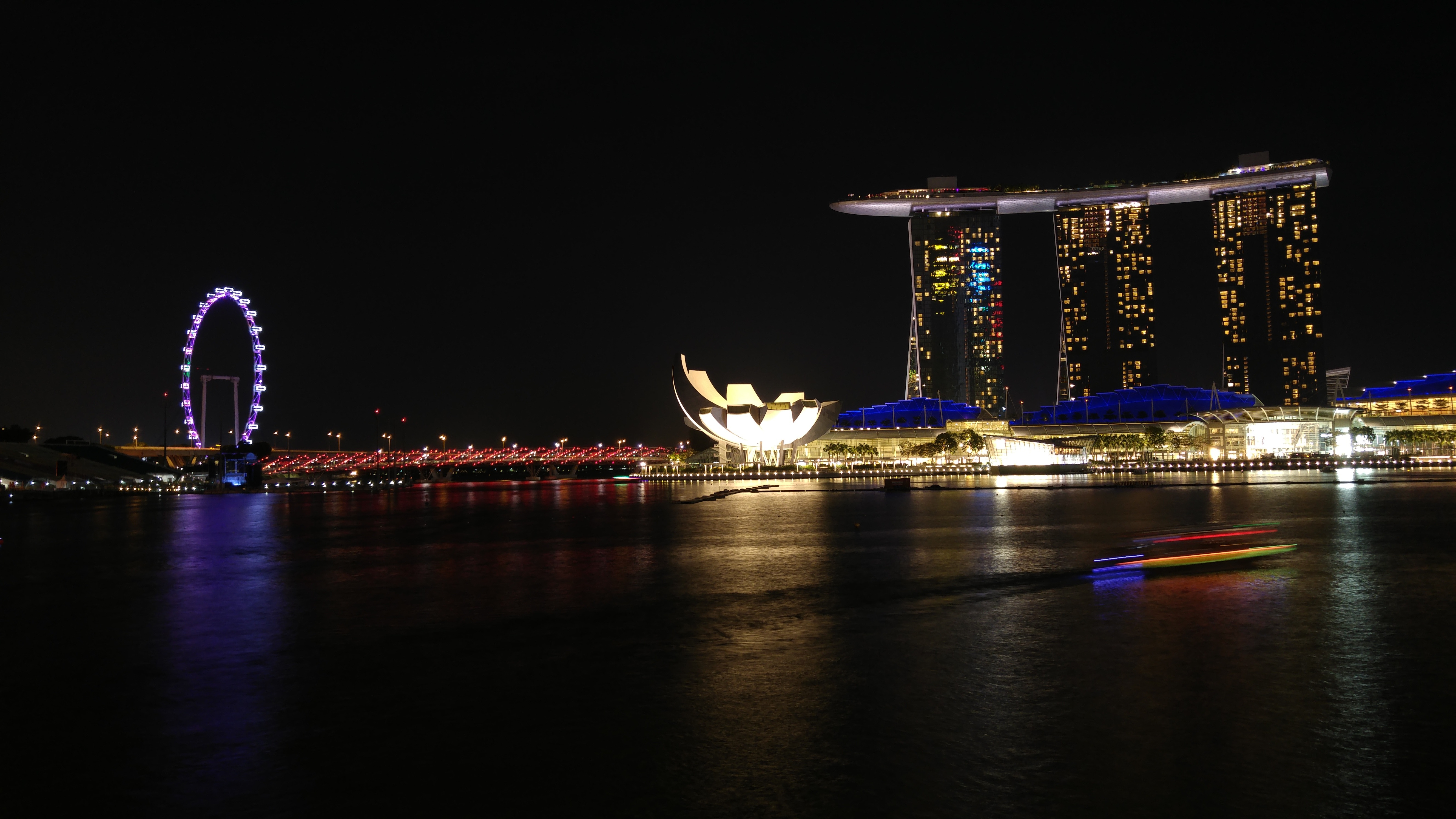 Architecture, Landmark, Night, Singapore, night, reflection