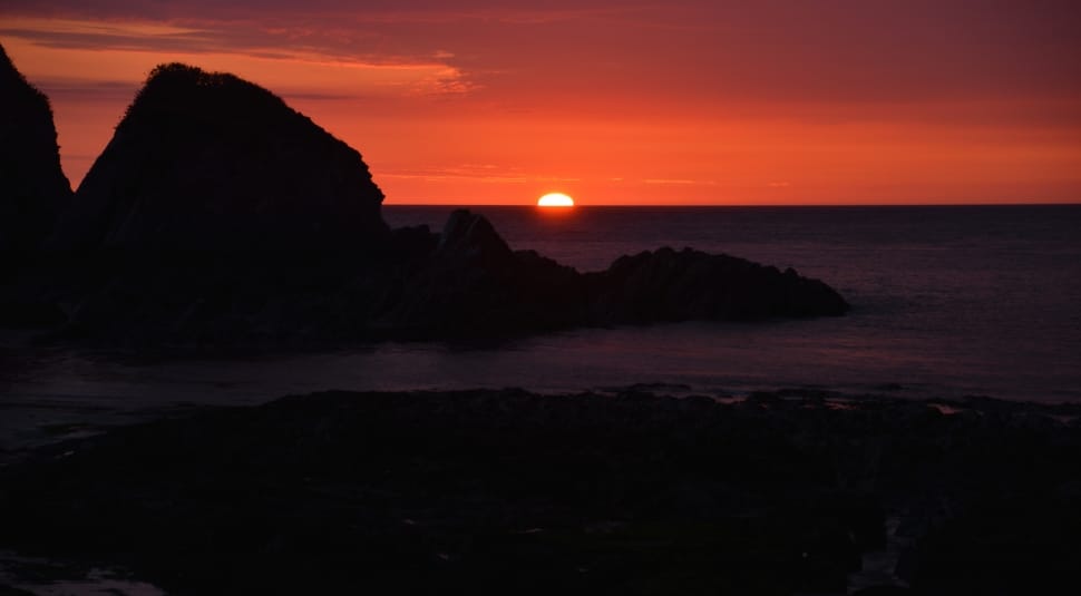 Red, Rocks, Sea, Sunset, Lee, Devon, sunset, scenics preview
