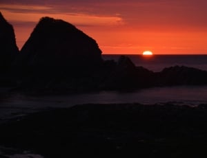 Red, Rocks, Sea, Sunset, Lee, Devon, sunset, scenics thumbnail