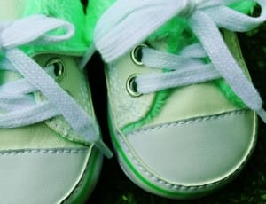 1 pair of toddler's green sneakers thumbnail