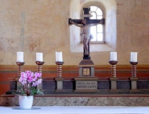 Altar, Candles, Religion, Cross, Church, no people, indoors thumbnail