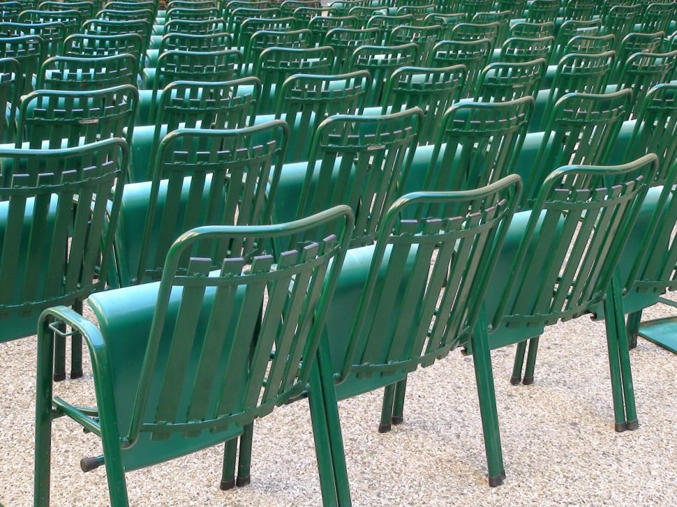 green metal theater chair lot preview