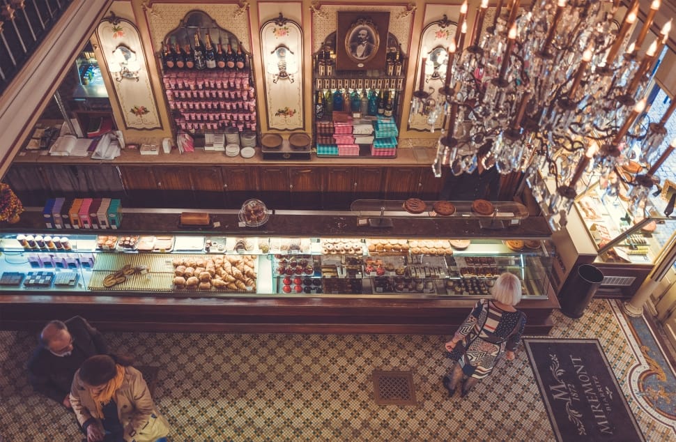 breads on display case inside bakeshop preview