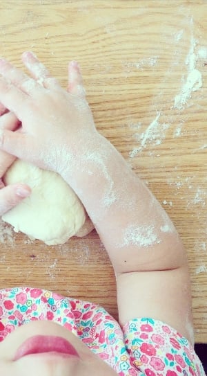 Flour, Hand, Child, Kitchen, Table, one person, indoors thumbnail