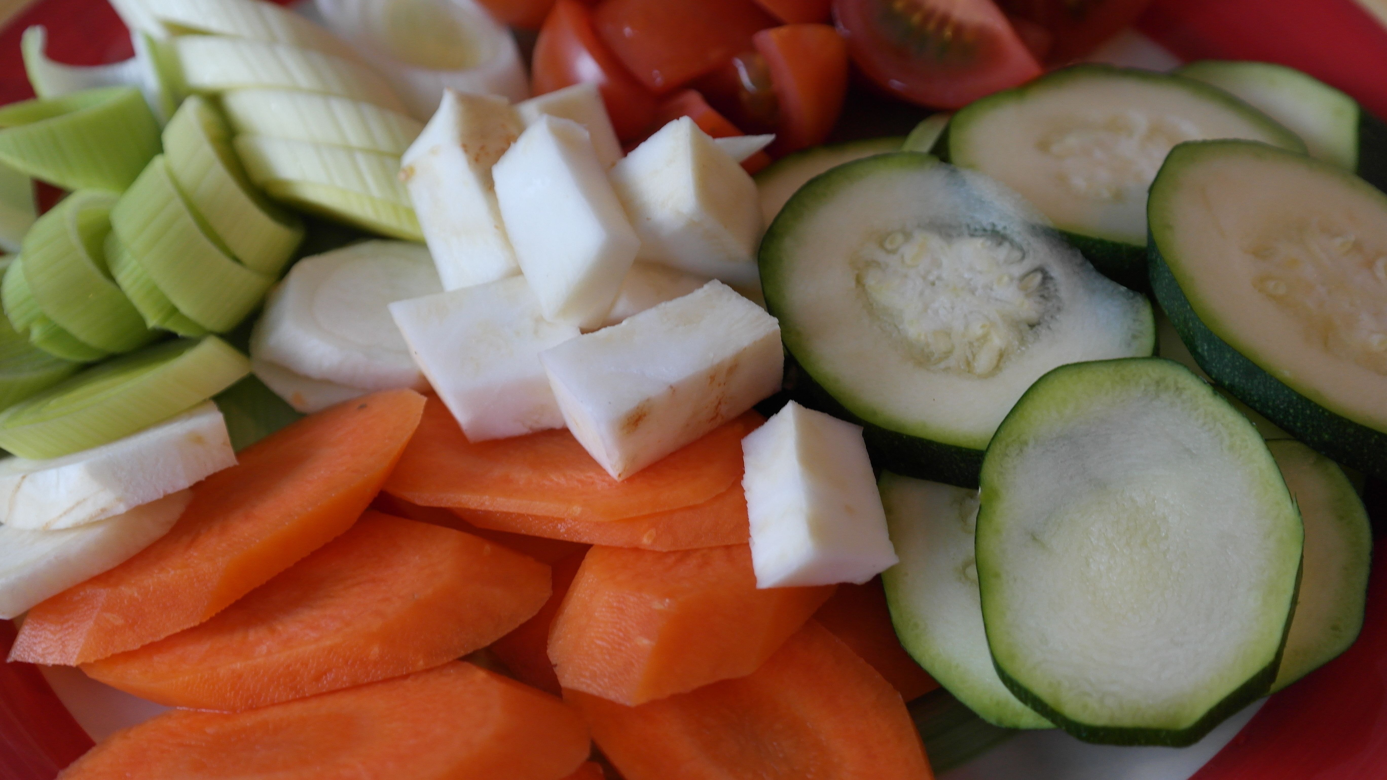 sliced cucumber, carrots and cherry tomato lot