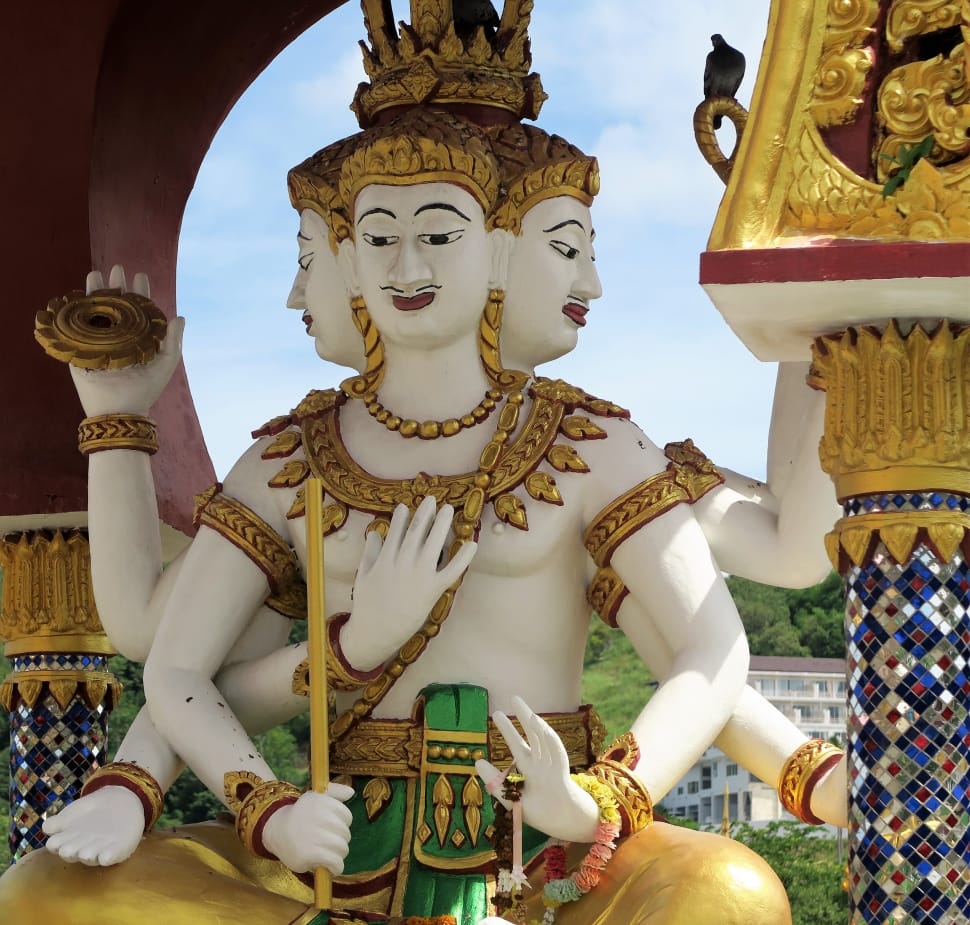 male thailand white and gold statues preview