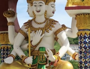 male thailand white and gold statues thumbnail