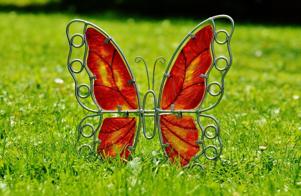 Decoration, Butterfly, Metal, Glass, grass, green color preview