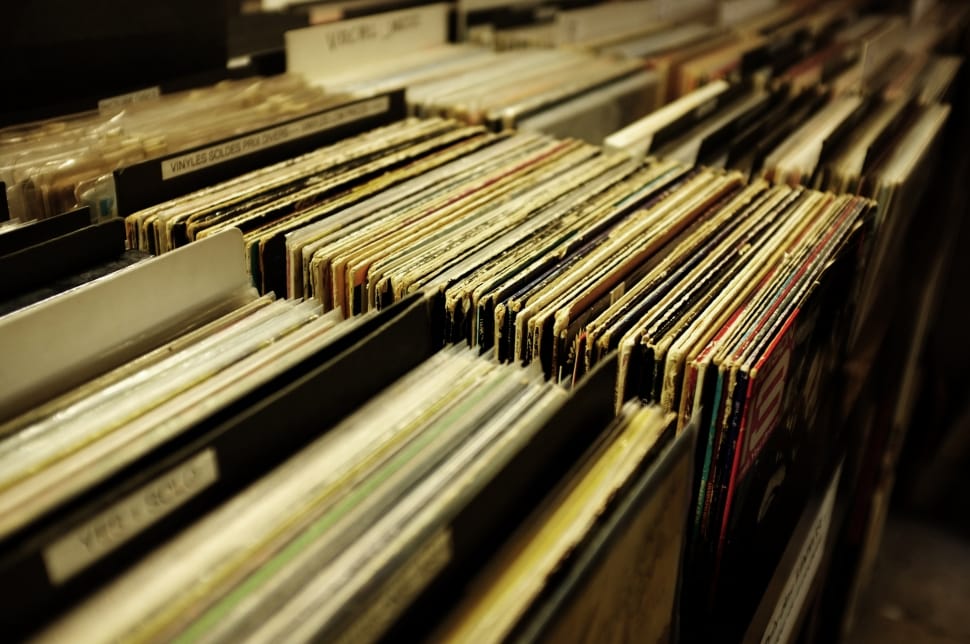 vinyl records and file documents preview