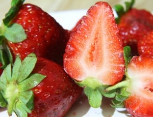Close-Up, Strawberries, Strawberry, Half, fruit, strawberry thumbnail