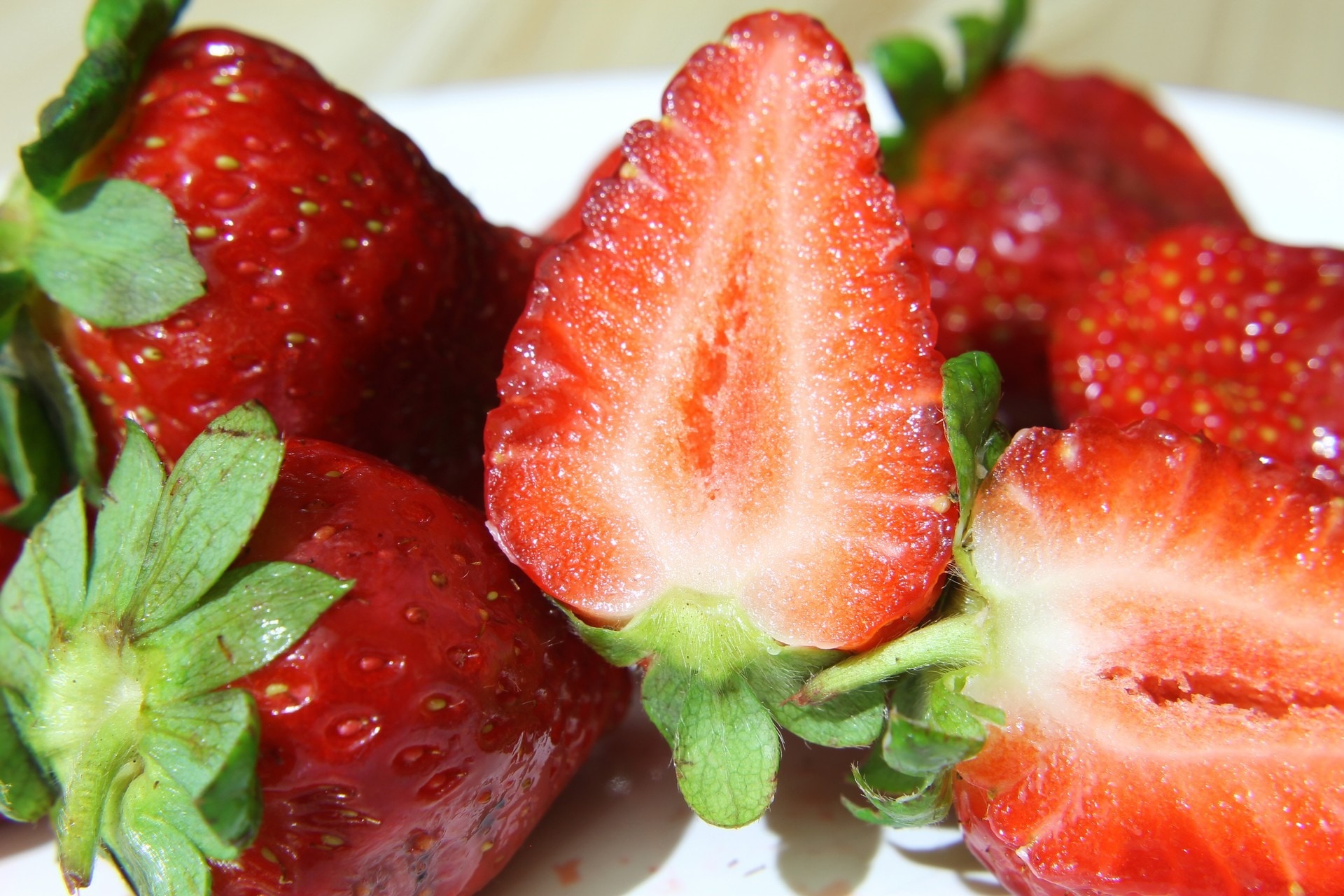 Close-Up, Strawberries, Strawberry, Half, fruit, strawberry