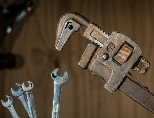 brown steel pipe wrench thumbnail