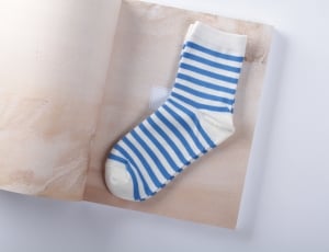 white and blue striped socks thumbnail