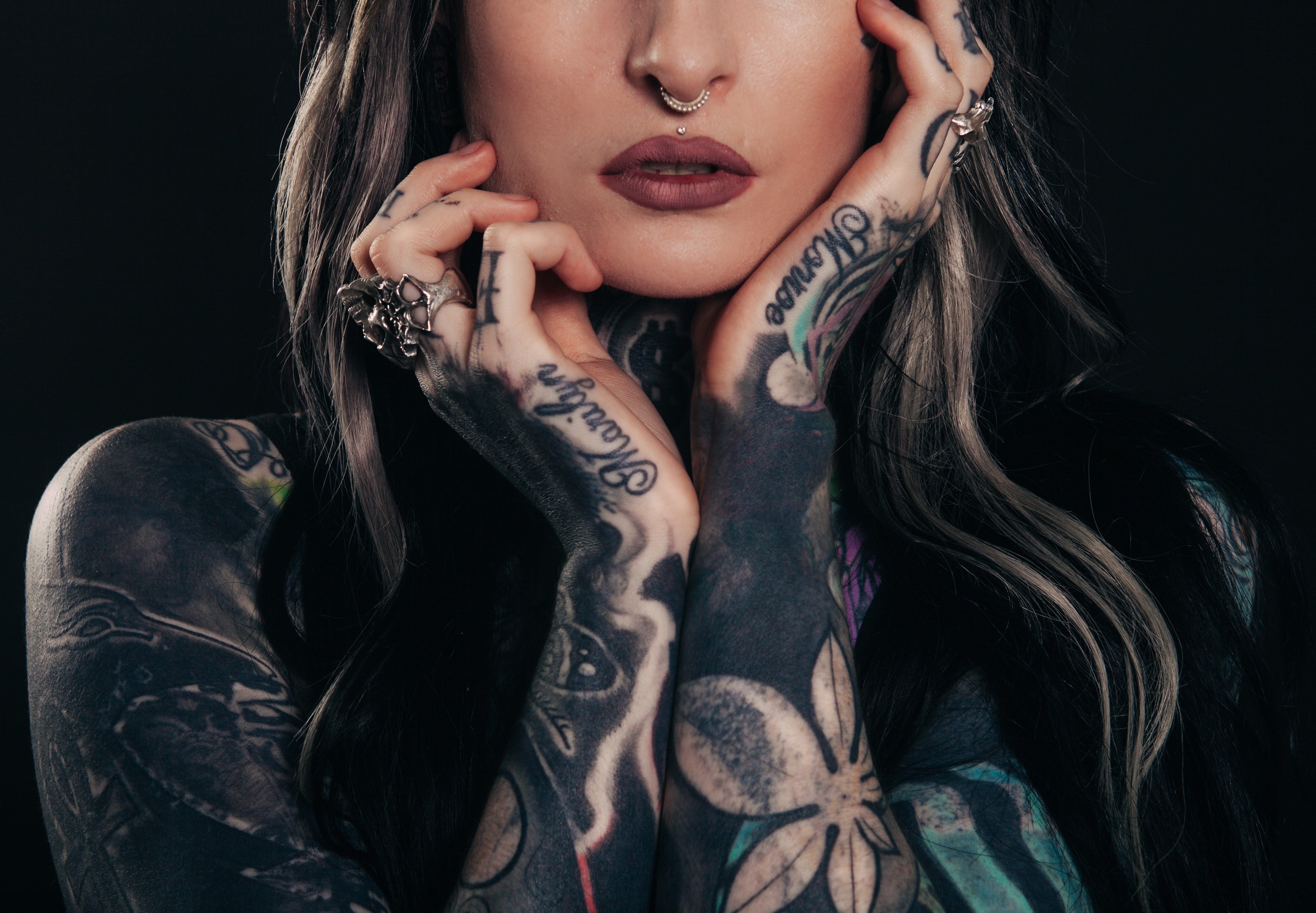 A Woman Full of Body Tattoos  Free Stock Photo