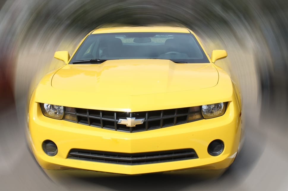 yellow Chevrolet sport car on gray background preview