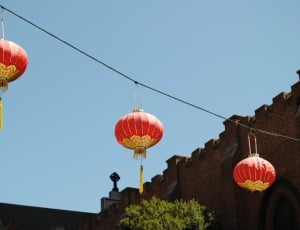 3 red and gold chinese lanterns thumbnail