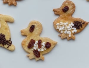 duck shaped cookie with raisins thumbnail