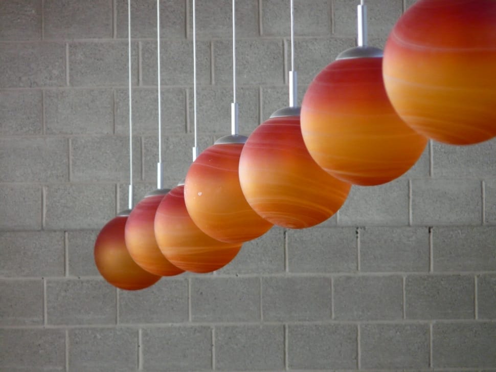 orange and silver round pendant lamps preview