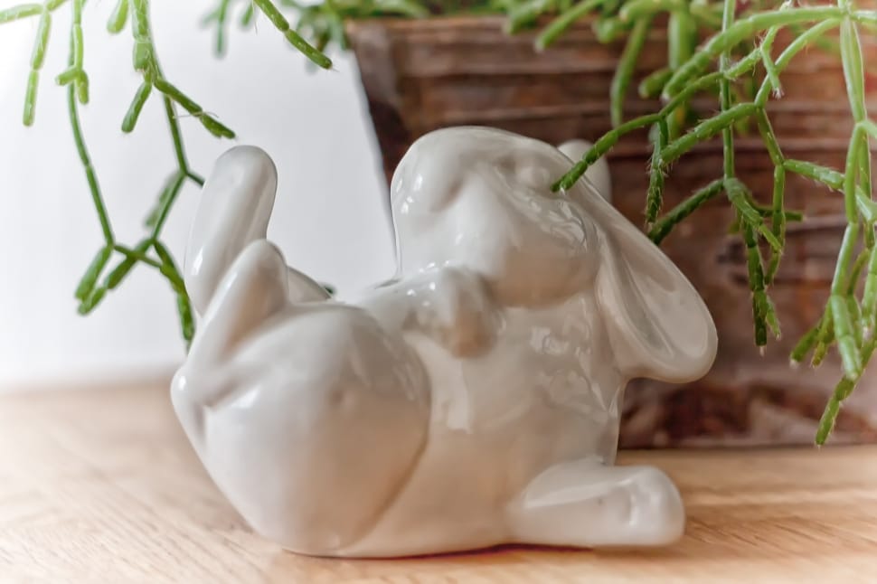 white ceramic rabbit figure preview