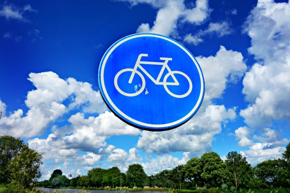 blue and white bicycle signage preview