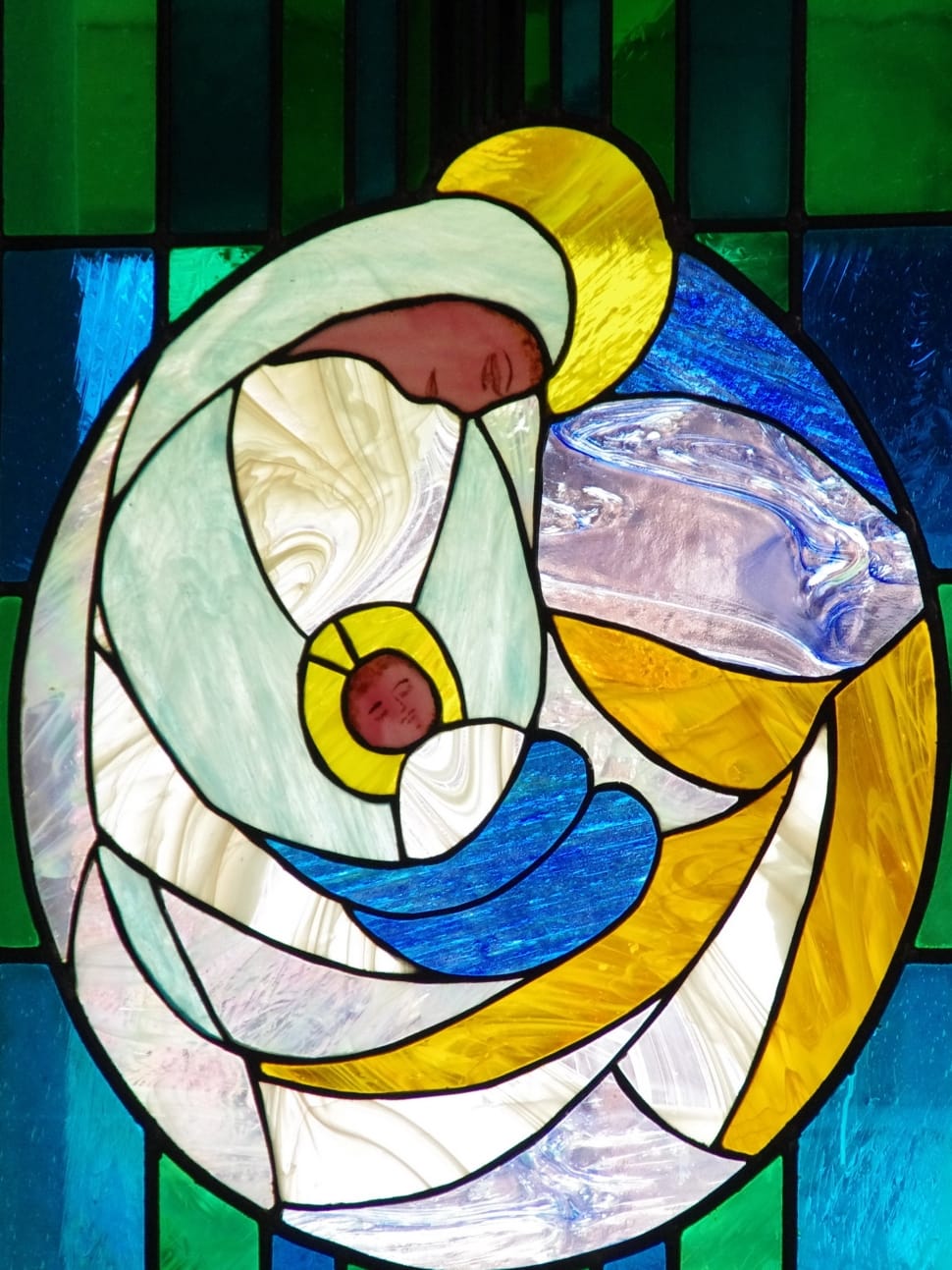 stained glass mary joseph and jesus decor preview