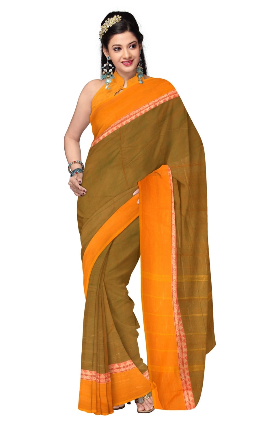 woman's orange and brown salwar kameez preview