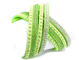 green embellished and studded entwined bracelet thumbnail