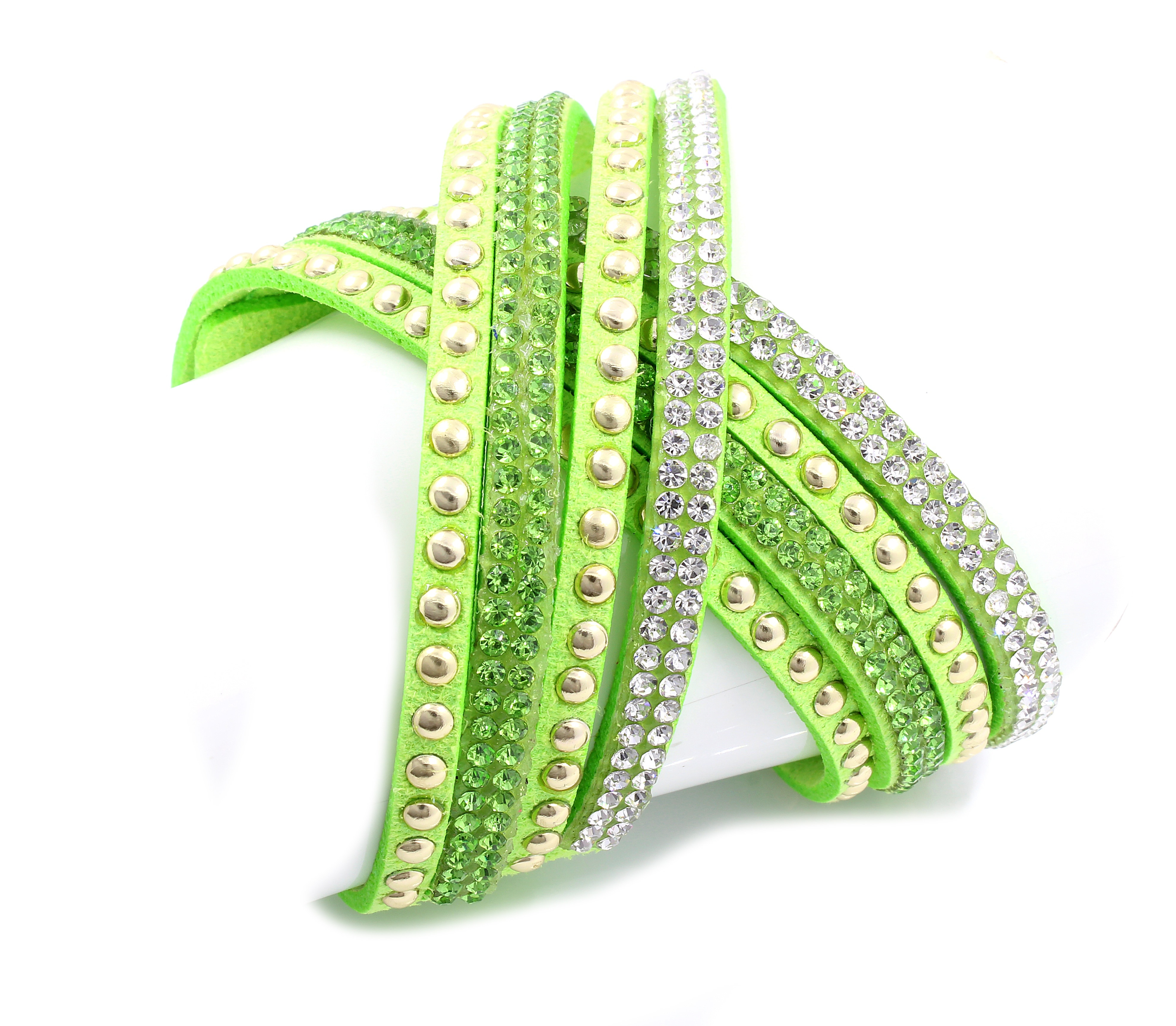 green embellished and studded entwined bracelet