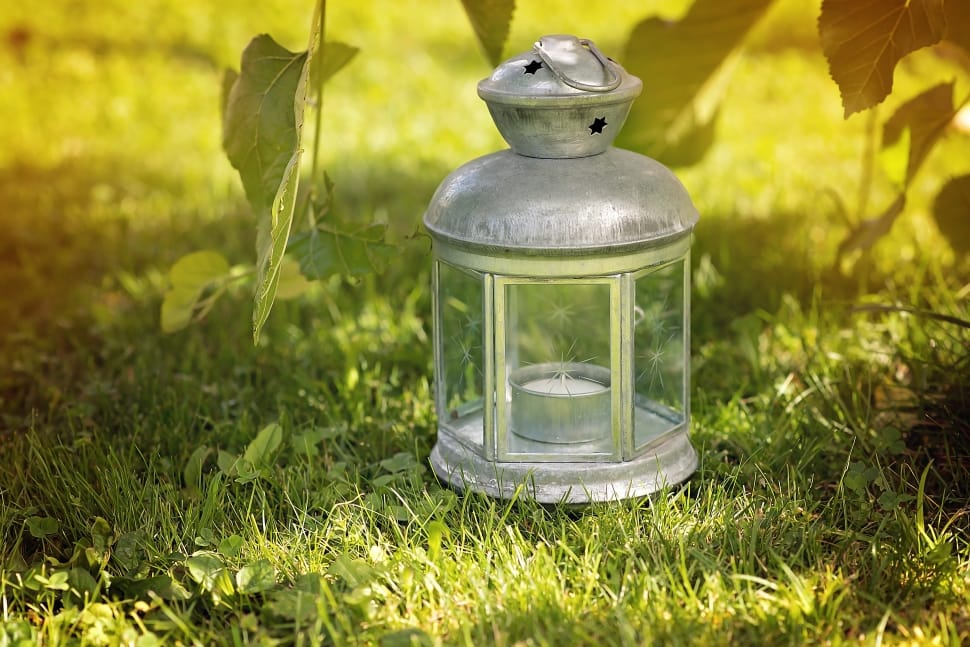 grey metal tealight candle lantern preview