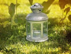 grey metal tealight candle lantern thumbnail