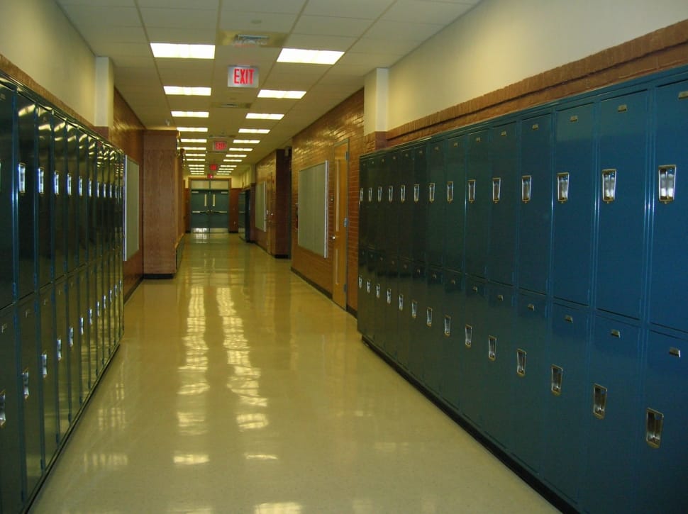 blue metal locker inside school preview