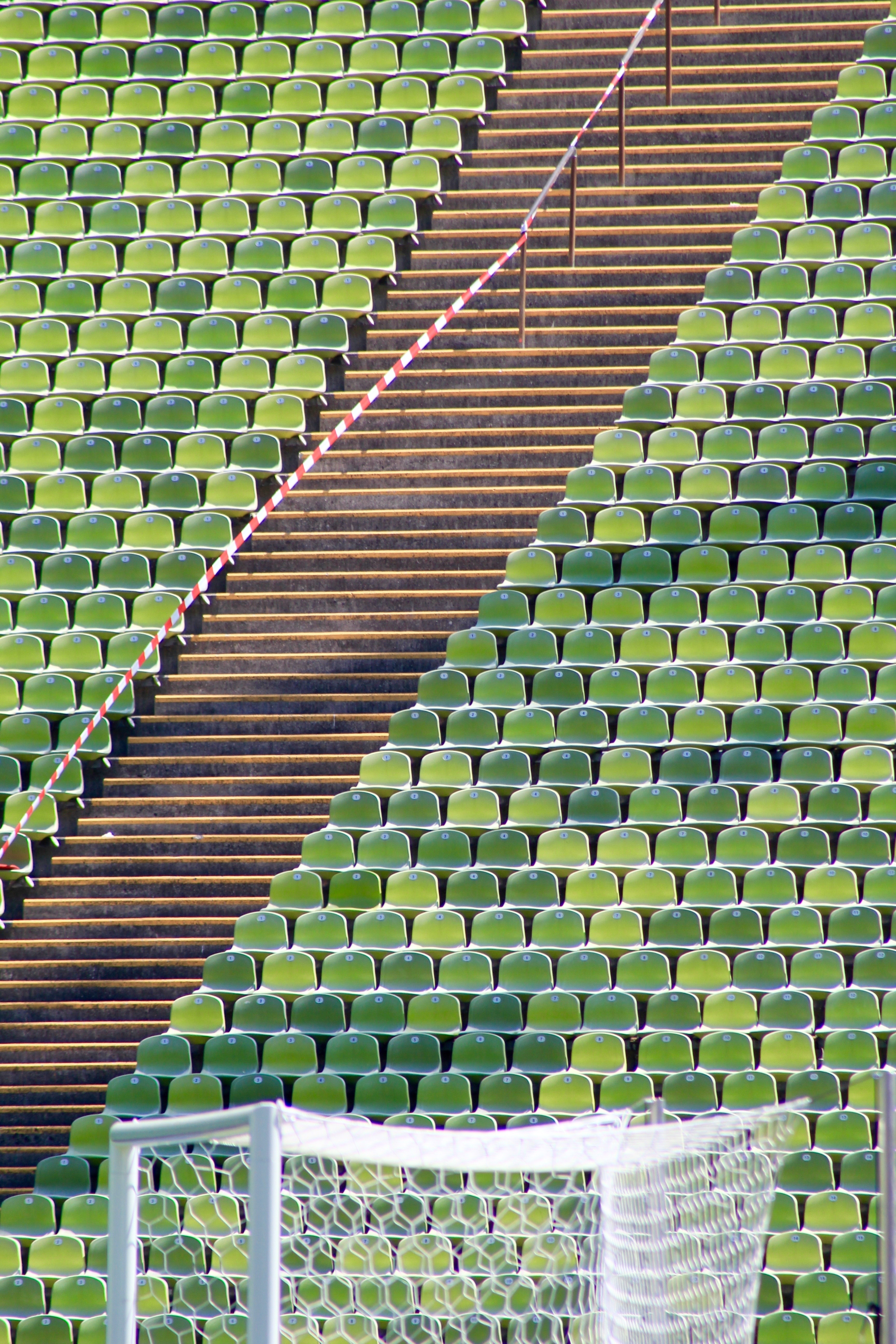 green bench set on stadium
