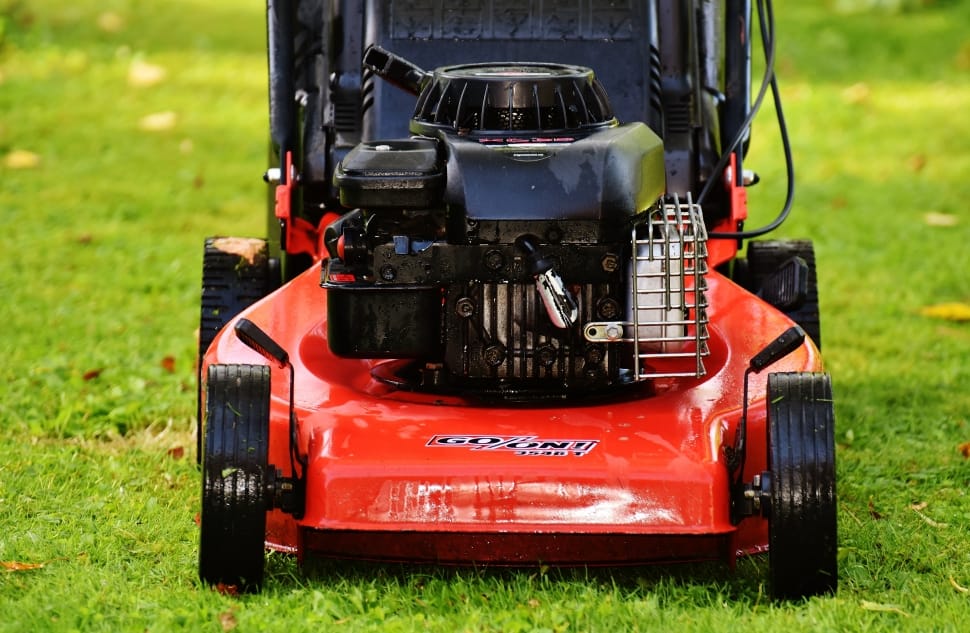 black and red push lawn mower preview