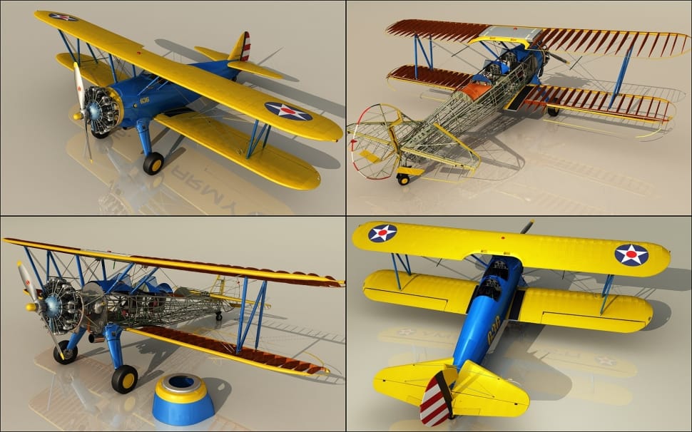 yellow and blue biplane toy preview