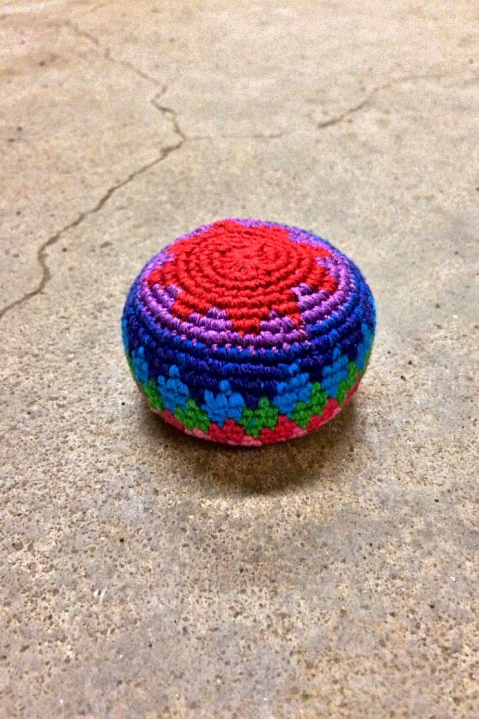 red purple and blue knitted ornament preview