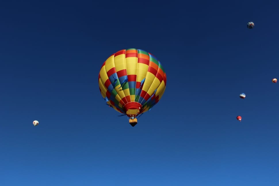 yellow red and blue hot air balloon preview