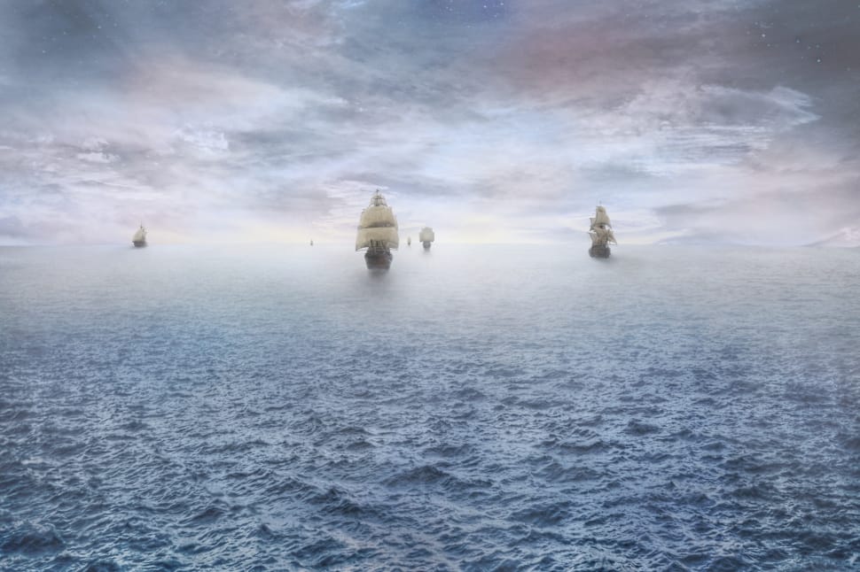 Ships In Body Of Water Painting Free Image Peakpx