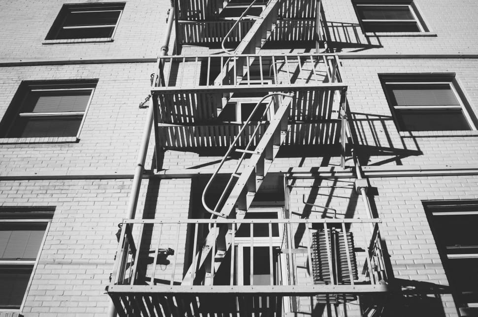 grayscale photo of stair case preview