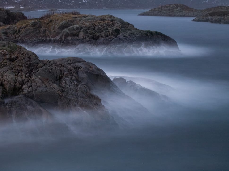 Cliffs, Sea, Lofoten, Norway, Waves, sea, nature preview