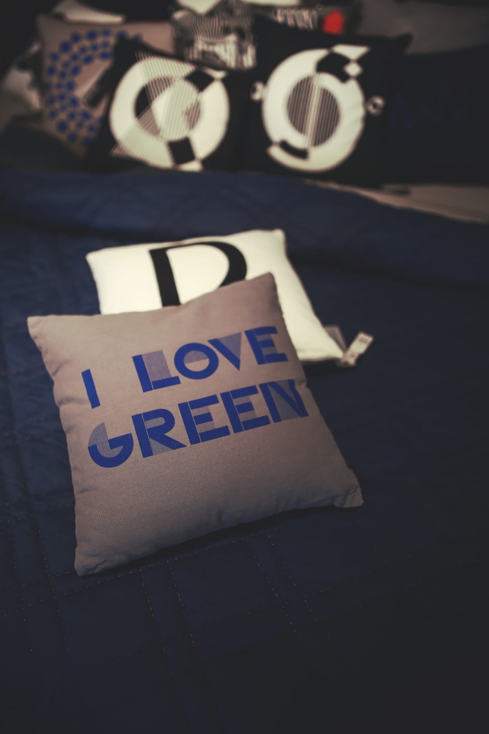 gray i love green throw pillow preview