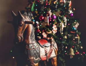 christmas, tree, ball, lights, horse, christmas thumbnail