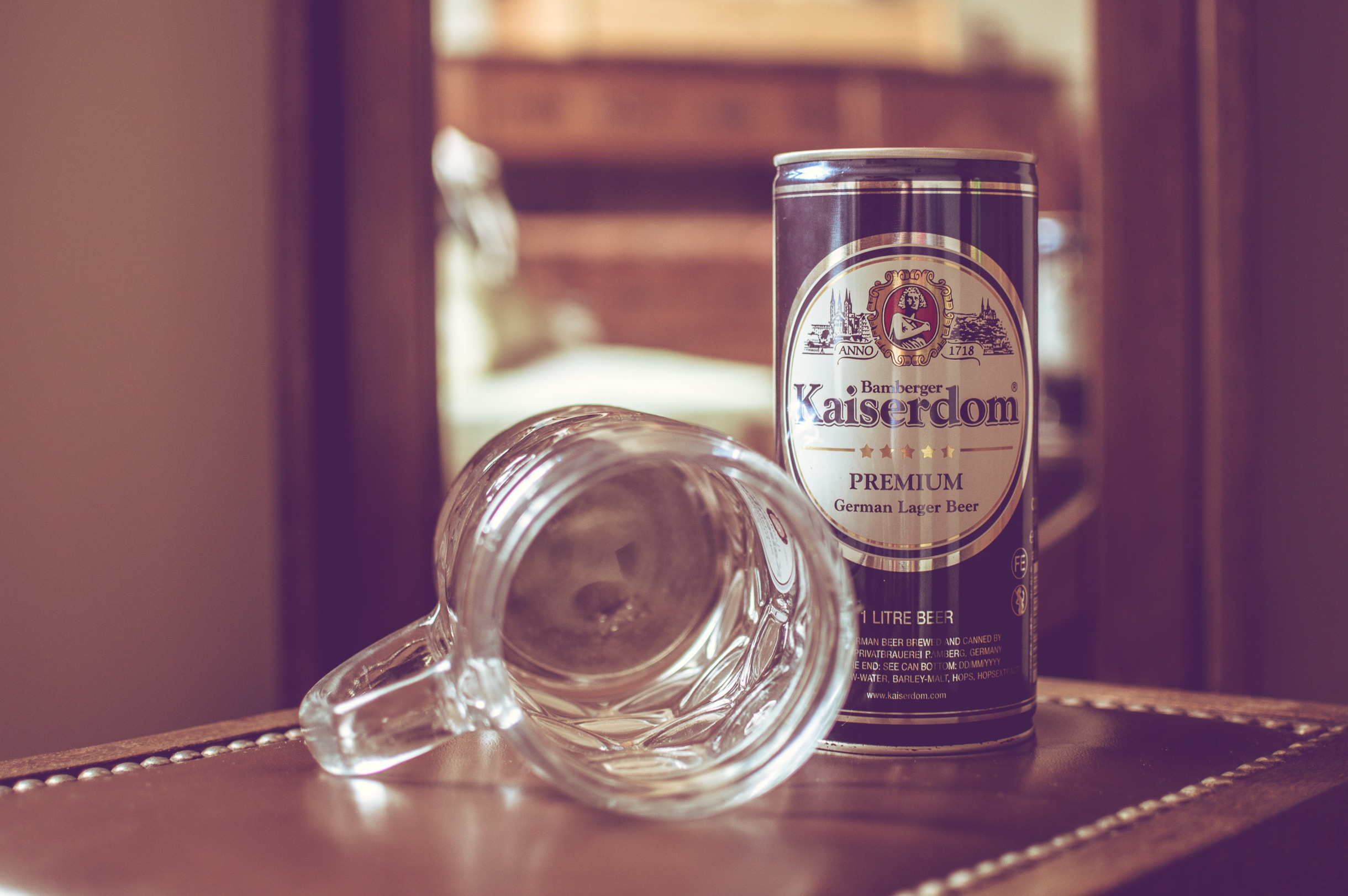 clear glass mug and kaiserdom premium beer