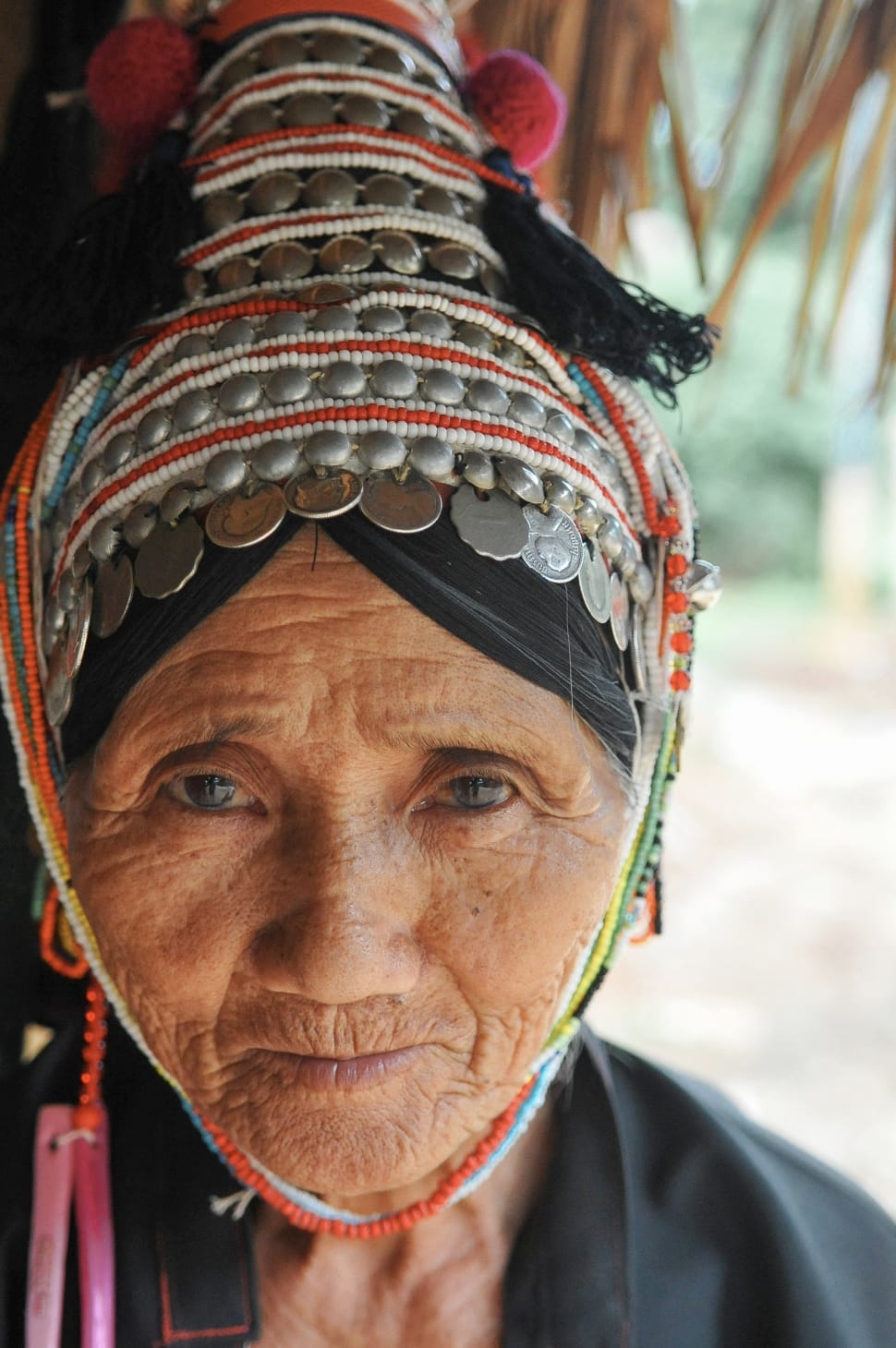 women's red and grey head dress preview