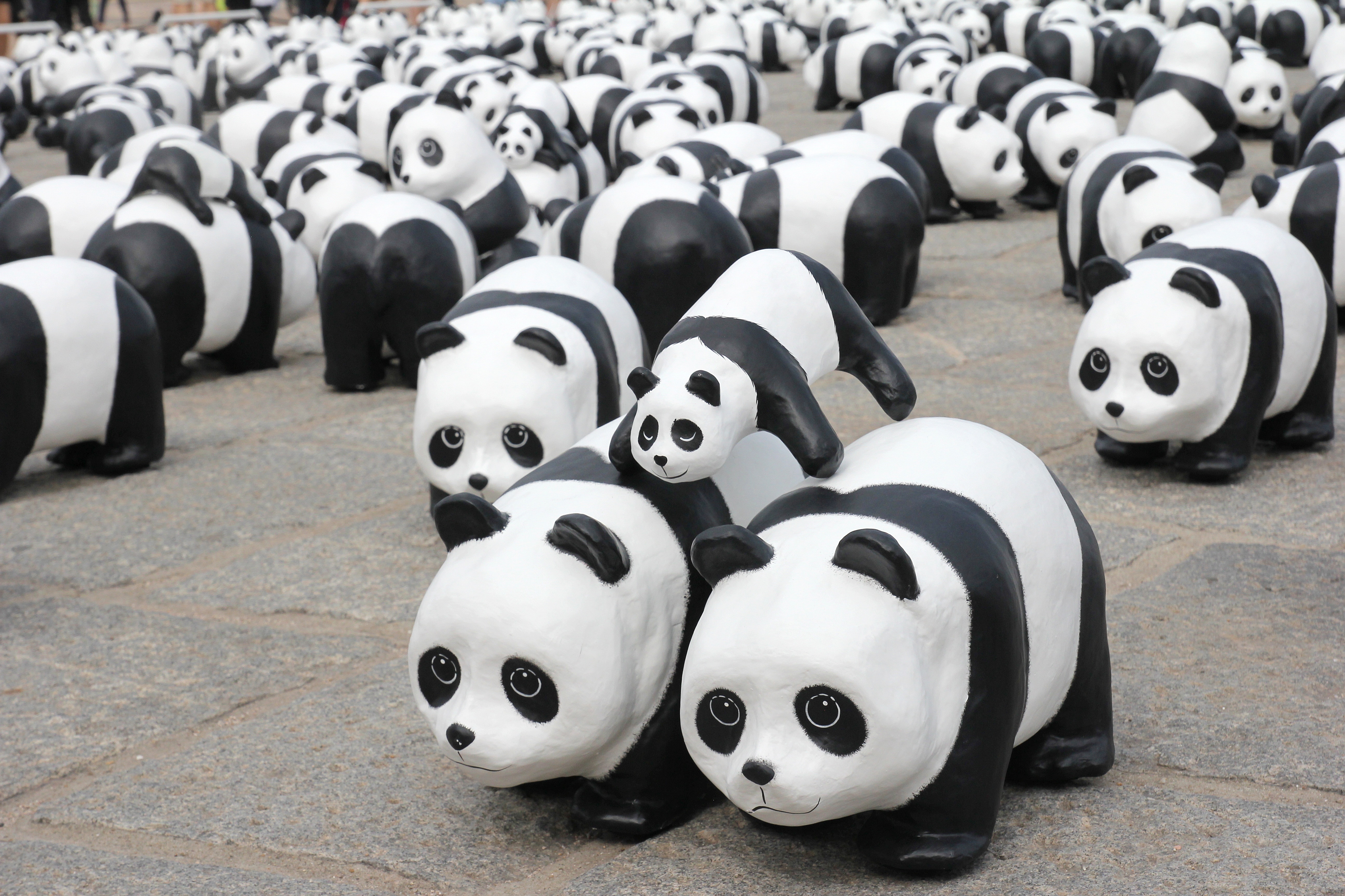 panda ceramic figurine collection