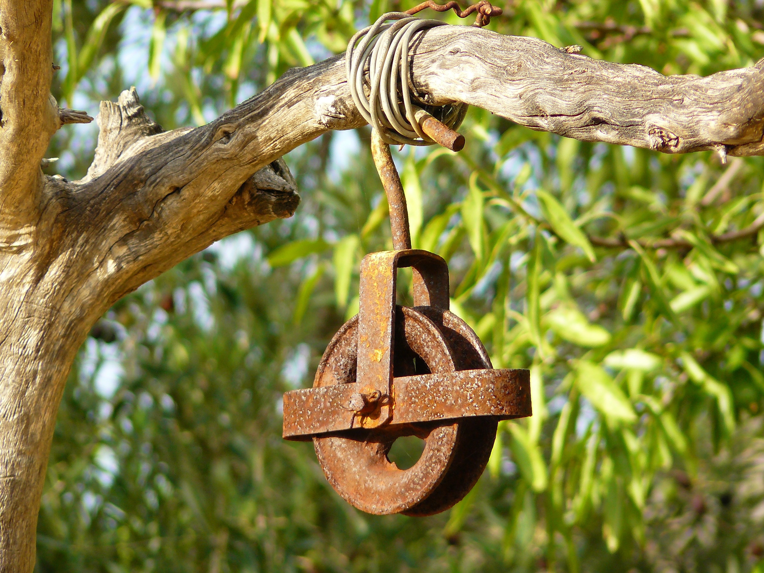 brown steel pulley