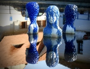 Water, Head, Hair, Blue, Reflection, reflection, human representation thumbnail