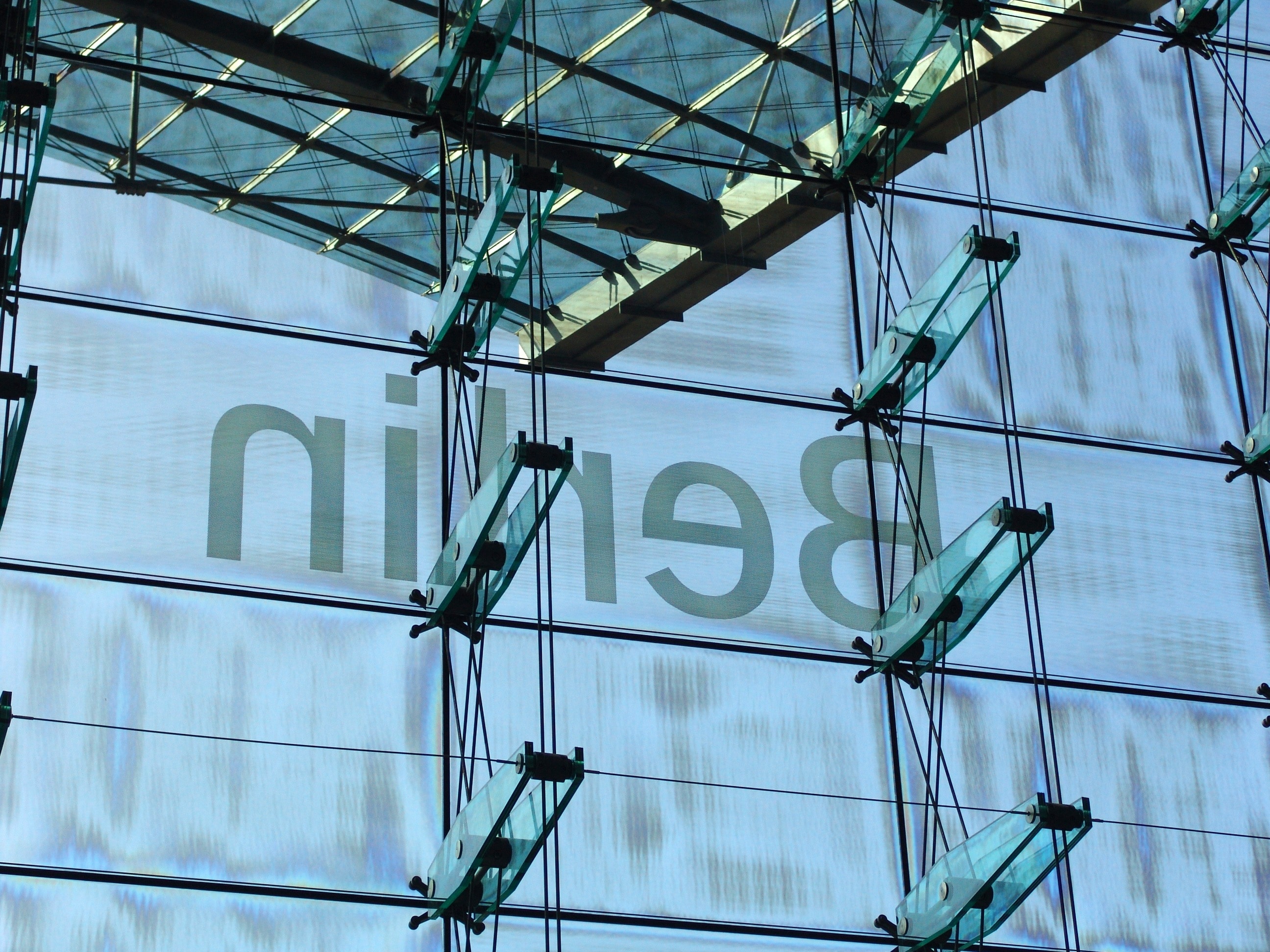 Berlin, Facade, Central Station, Glass, text, communication