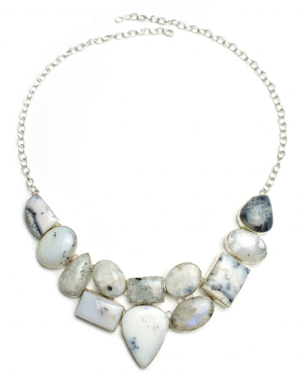 white and silver beaded necklace preview