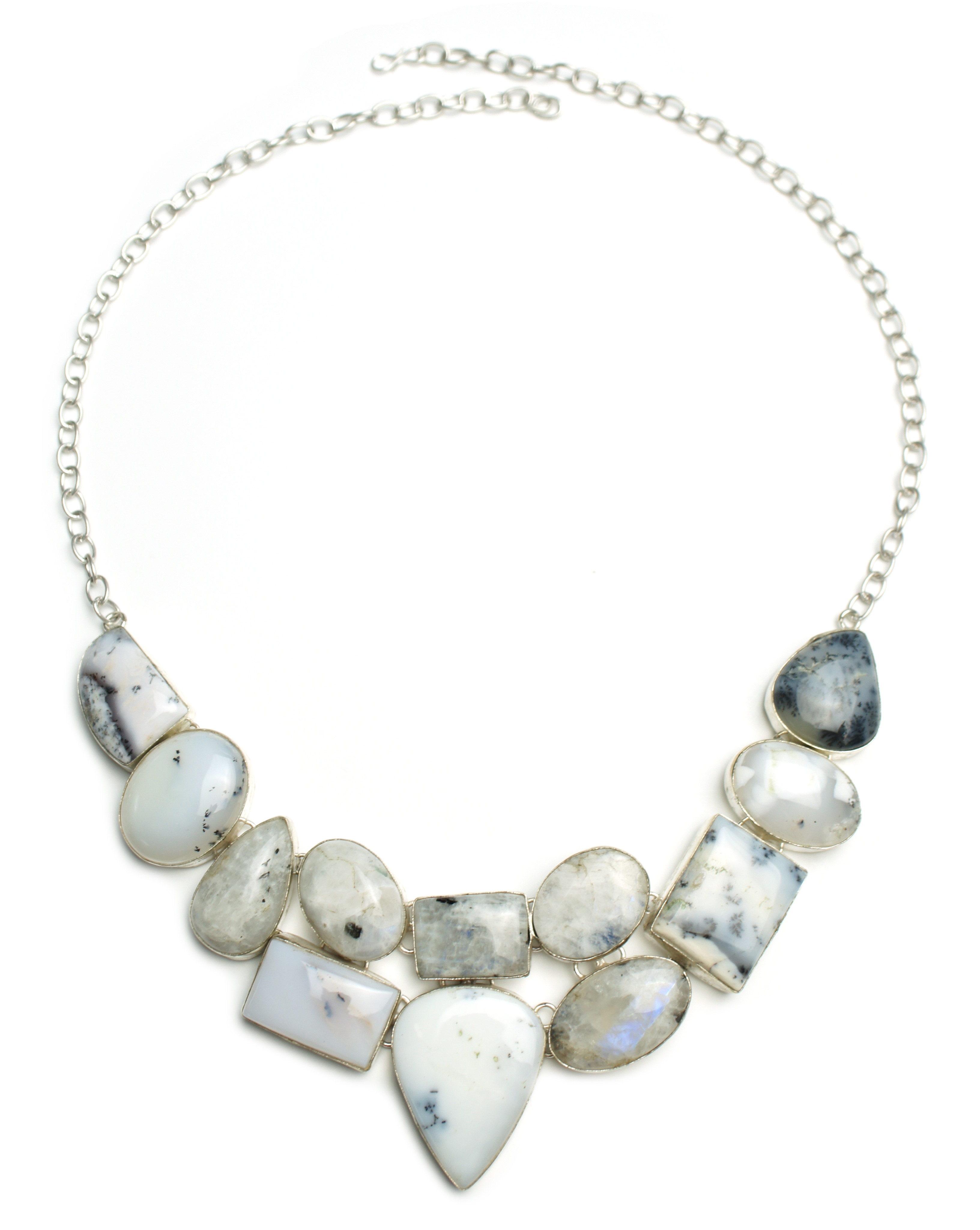 white and silver beaded necklace