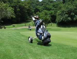 blue and black golf bag and golf bag set thumbnail